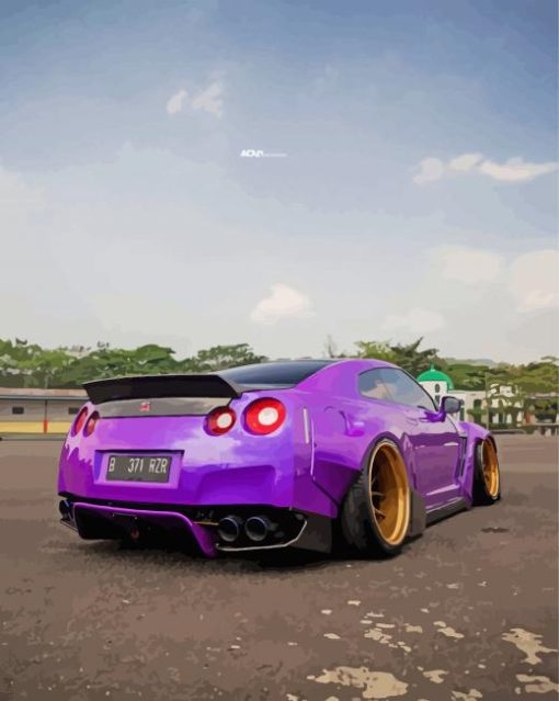 2018 Nissan GTR Dark Purple Diamond Painting