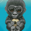 Baby Gorilla With Football Diamond Painting