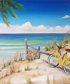 Beach Scene With Bicycle Diamond Painting