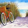 Beach Scene With Orange Bicycle Diamond Painting