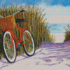 Beach Scene With Orange Bicycle Diamond Painting