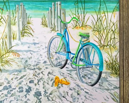 Bicycle On Beach Diamond Paintings