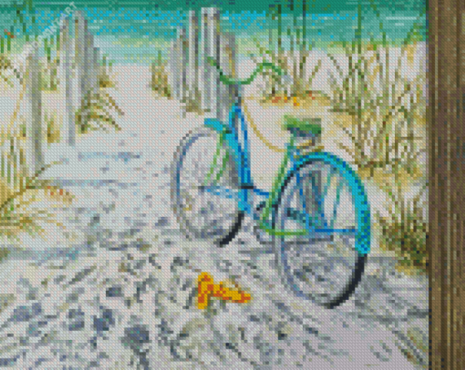 Bicycle On Beach Diamond Paintings