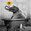 Black And White Elephant Bathing Diamond Painting