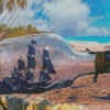 Black Pearl In Glass Bottle Diamond Paintings