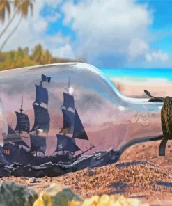 Black Pearl In Glass Bottle Diamond Paintings