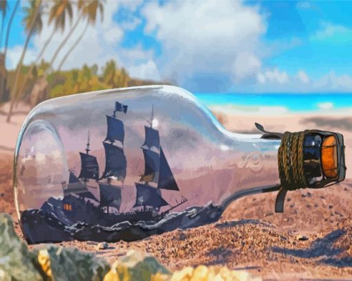 Black Pearl In Glass Bottle Diamond Paintings