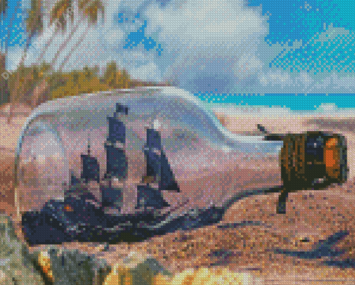 Black Pearl In Glass Bottle Diamond Paintings