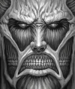 Black And White Colossal Titan Face Diamond Painting