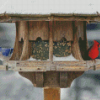 Cardinal And Blue Jay At Bird Feeder Diamond Painting