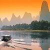 Chinese Landscape At Sunset Diamond Painting