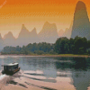 Chinese Landscape At Sunset Diamond Painting