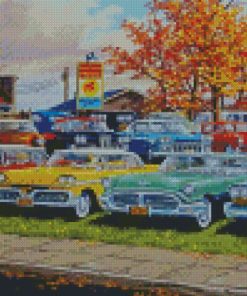 Classic Old Cars In Yard Diamond Paintings