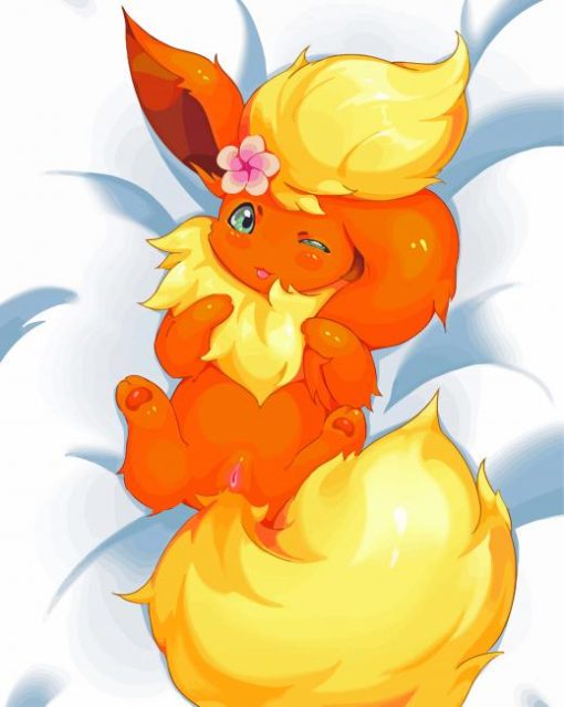 Cute Flareon Pokemon Species Diamond Painting