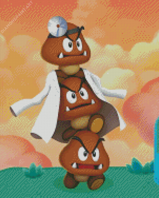 Dr Goomba Mario Diamond Painting