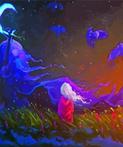 Fantasy Moon Spirit And Girl Art Diamond Painting