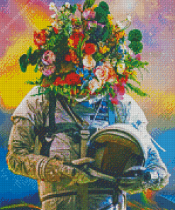 Flower Head Astronaut Art Diamond Painting