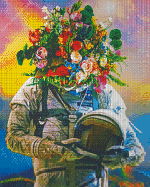 Flower Head Astronaut Art Diamond Painting