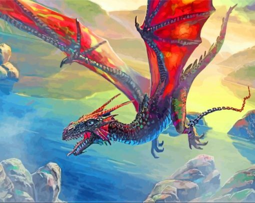 Flying Fantasy Dragons Diamond Painting