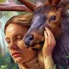 Girl And Deer Diamond Paintings