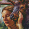 Girl And Deer Diamond Paintings