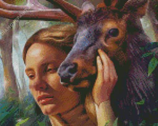 Girl And Deer Diamond Paintings