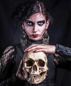 Gothic Girl Skull Diamond Paintings