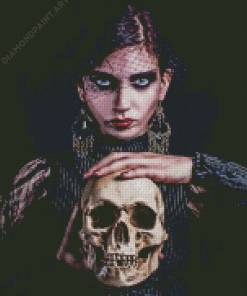 Gothic Girl Skull Diamond Paintings