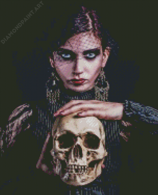 Gothic Girl Skull Diamond Paintings