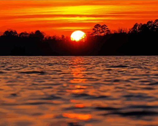 Heber Springs Lake At Sunset Diamond Painting