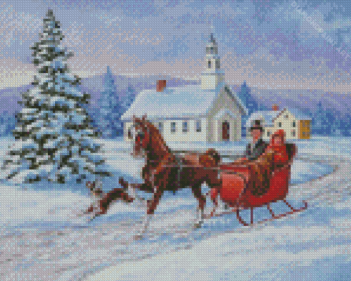 Horse And Sleigh Diamond Painting