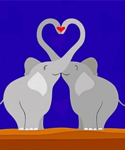 Illustration Elephant Love Diamond Painting