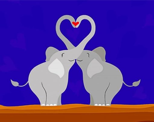 Illustration Elephant Love Diamond Painting