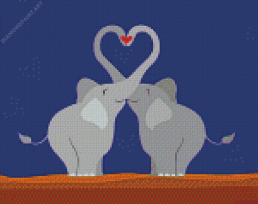 Illustration Elephant Love Diamond Painting