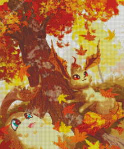 Leafeon And Chikorita Diamond Painting