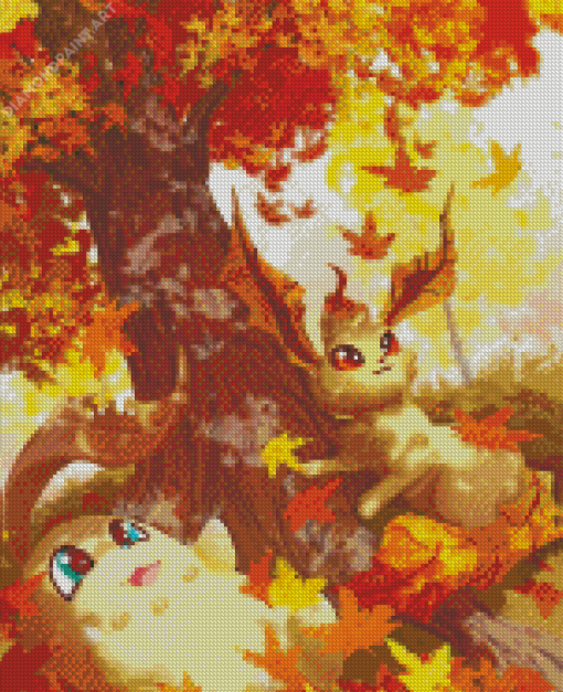 Leafeon And Chikorita Diamond Painting