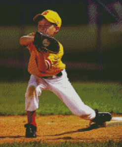 Little Boy Playing Baseball Diamond Painting