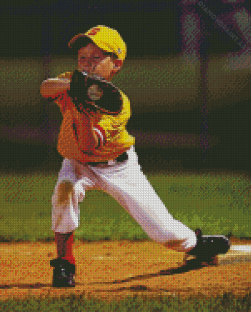 Little Boy Playing Baseball Diamond Painting