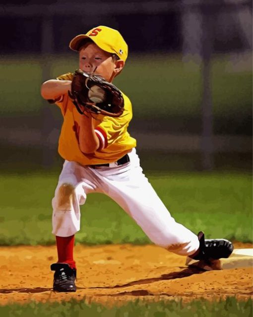 Little Boy Playing Baseball Diamond Painting