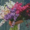 Man Holding Stocks Flowers Diamond Paintings