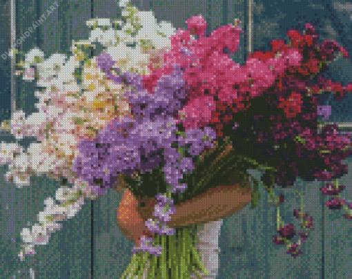 Man Holding Stocks Flowers Diamond Paintings