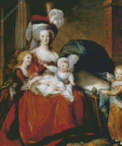 Marie Antoinette And Her Children Elisabeth Vigee Diamond Painting