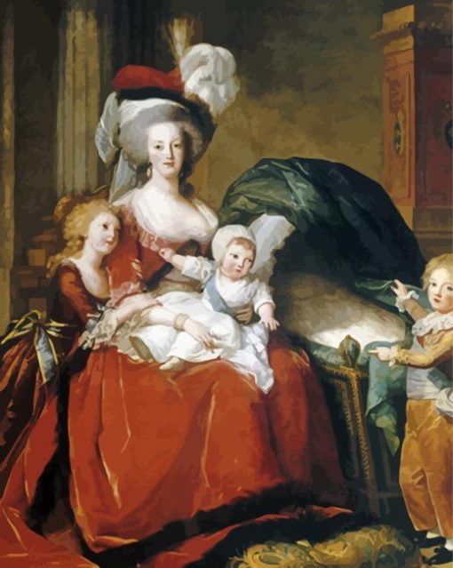 Marie Antoinette And Her Children Elisabeth Vigee Diamond Painting