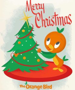 Merry Christmas The Orange Bird Diamond Painting