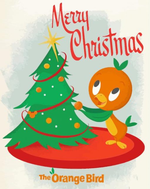 Merry Christmas The Orange Bird Diamond Painting