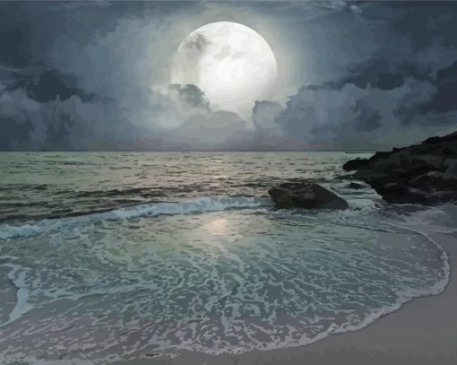 Moon And Ocean Diamond Painting