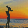 Mother And Son On Beach Diamond Paintings