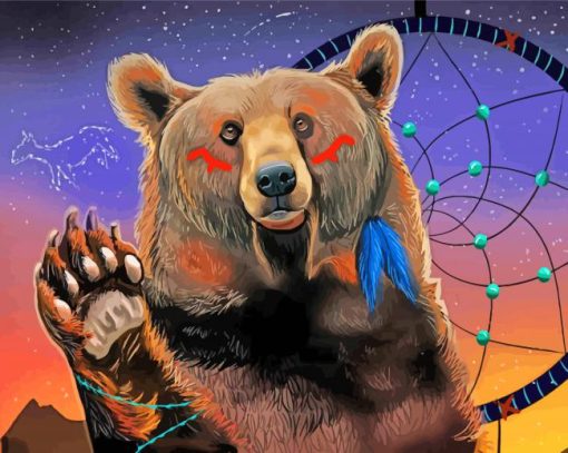 Native Bear Animal Art Diamond Painting