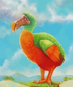 Orange Green Dodo Bird Diamond Painting