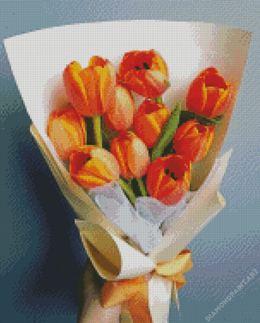 Orange Tulips Flowers Diamond Painting